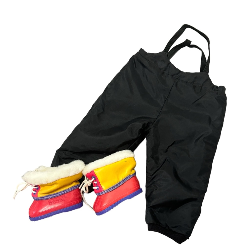 American Girl Doll 1997 Terrific Tubing Outfit Black Snow Pants & Boots Only GUC